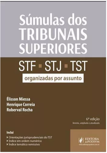 Súmulas Dos Tribunais Superiores 2017 Stf/stj/tst